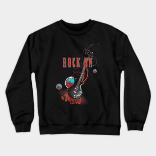 Retro Guitar Rock On Music Lover Crewneck Sweatshirt